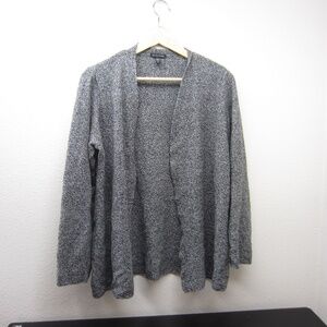 Eileen Fisher Sweater Cardigan M  Open Front Organic‎ Linen /cotton Gray grandma